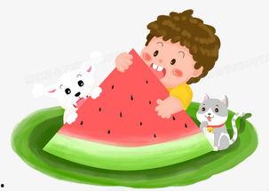 蹲下吃瓜的素材,品味生活小确幸